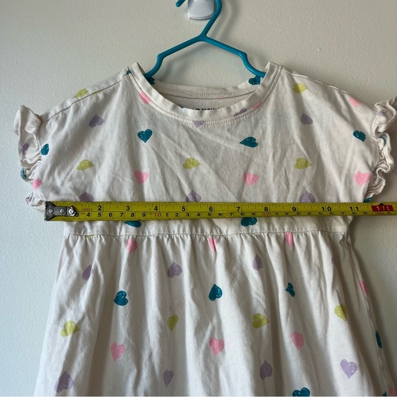 🌼 5/$25 Old Navy Girls Heart Print Dress White Multicolor Short Sleeve Size 4T - Picture 5 of 8